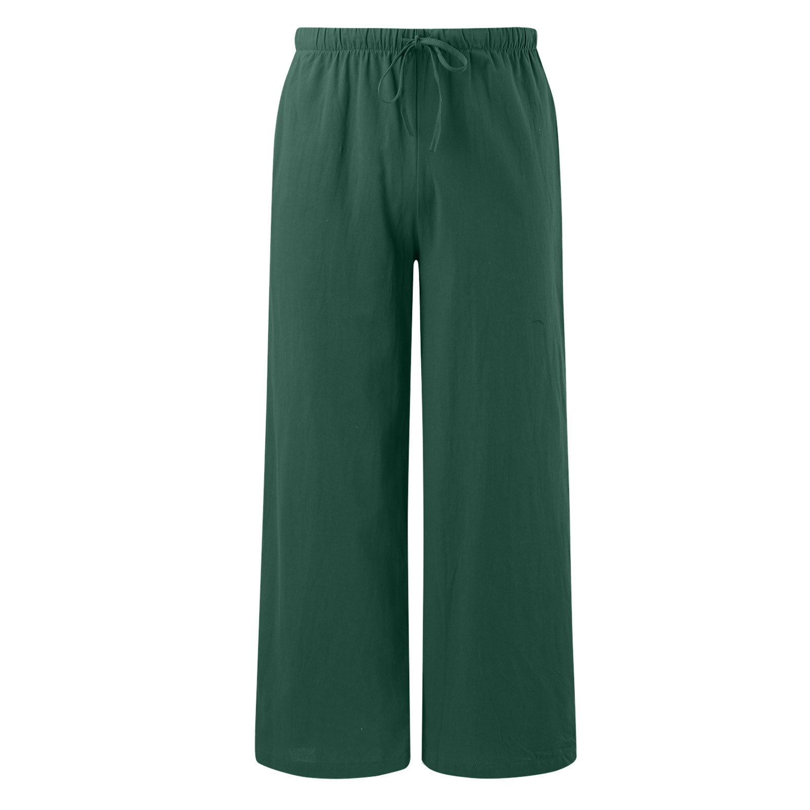 thumbnail image 5 of Pantalones de cintura alta y pierna ancha para mujer - Elástico con cordón, pierna recta cómoda, con bolsillos, 5 of 5